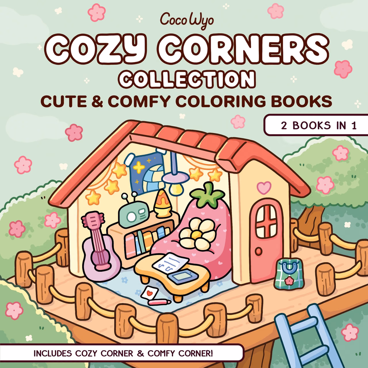 Cozy Corners Collection: 2 Books in 1! Coloring Book for Adults and Kids (Cozy Spaces Coloring)