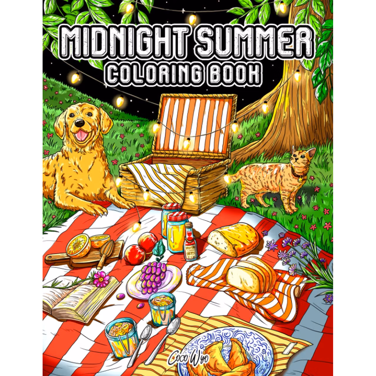 Midnight Summer Coloring Book: An Adult Coloring Books With Beautiful Beach Scenes, Flowers, Camping In Midnight For Relaxing Summer Vacation.