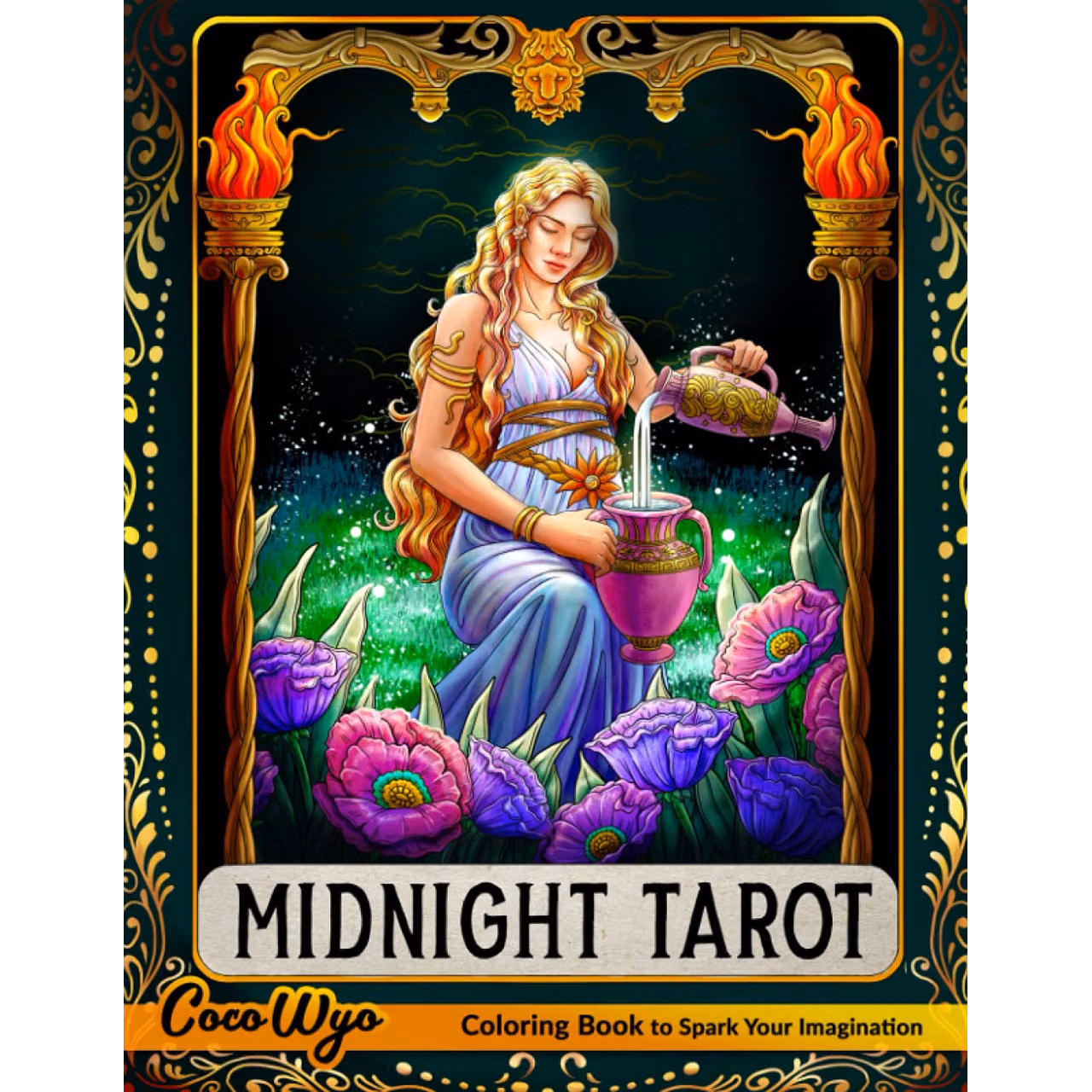 Midnight Tarot Coloring Book: Adults Coloring Book Features 78 Tarot Cards For Stress Relief