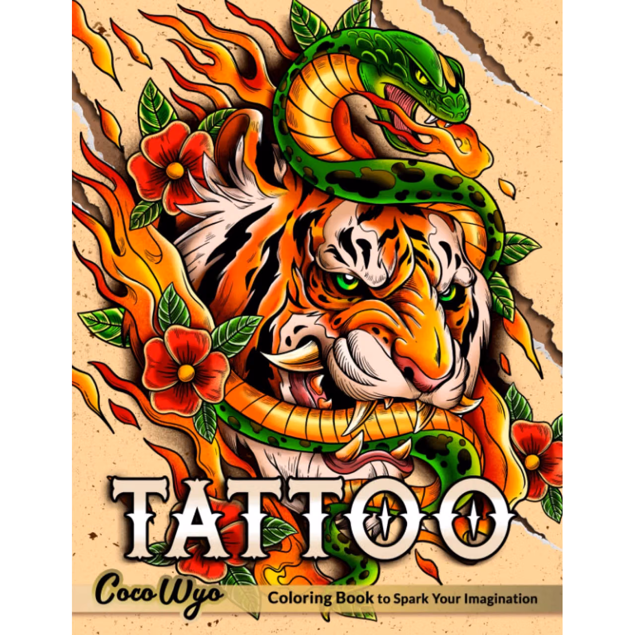 Tattoo Coloring Book: Adults Coloring Book With Modern Tattoo Design Heart Flowers Animals For Relaxation