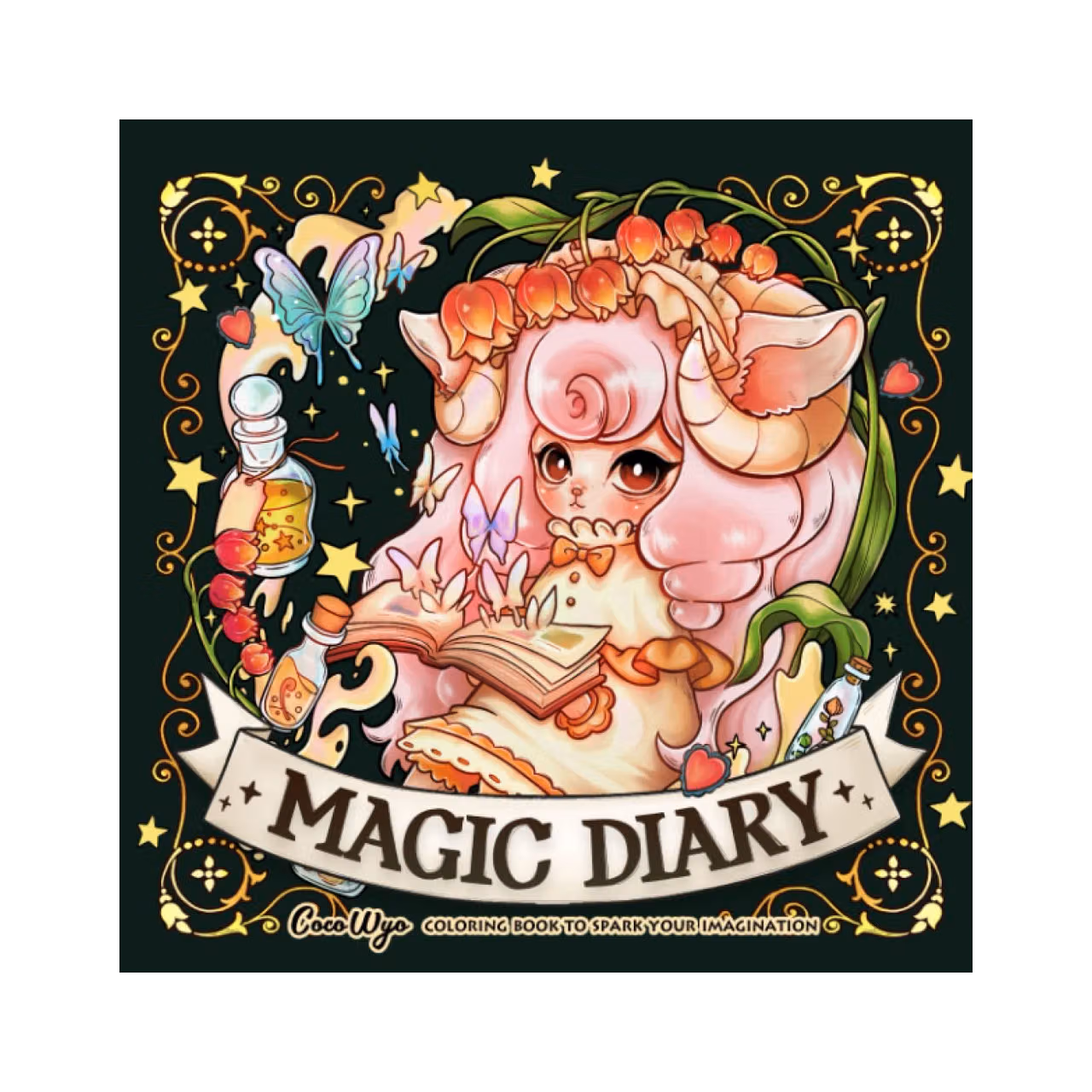 Magic Diary Coloring Book: Adult Coloring Book Features Adorable Designs Included Magical Potions, Beautiful Gardens, Cute Creatures and More... For Stress Relief & Relaxation