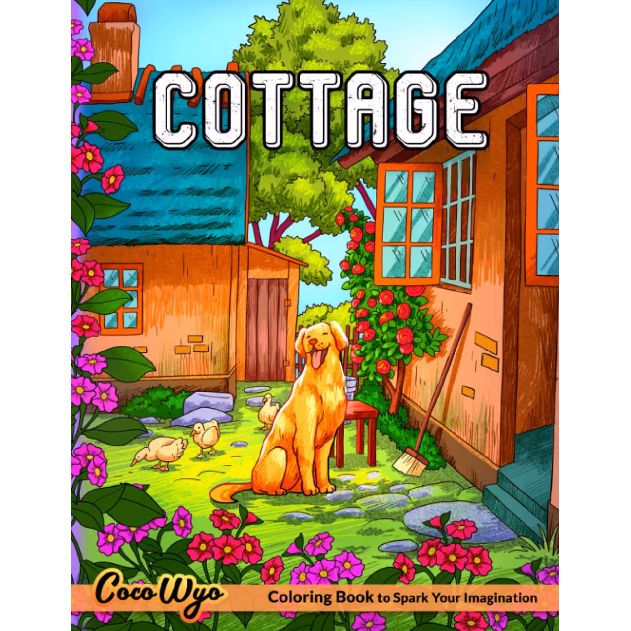 Cottage Coloring Book: An Adult Coloring Book Featuring Beautiful Country Cottages, Peaceful Country Landscapes ... For Stress Relief and Relaxation