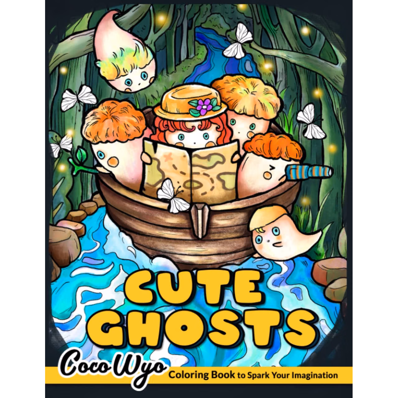 Cute Ghosts Coloring Book: Adult Coloring Book Features The Magical Life Of Cute, Adorable Ghosts for Stress Relieving & Relaxation