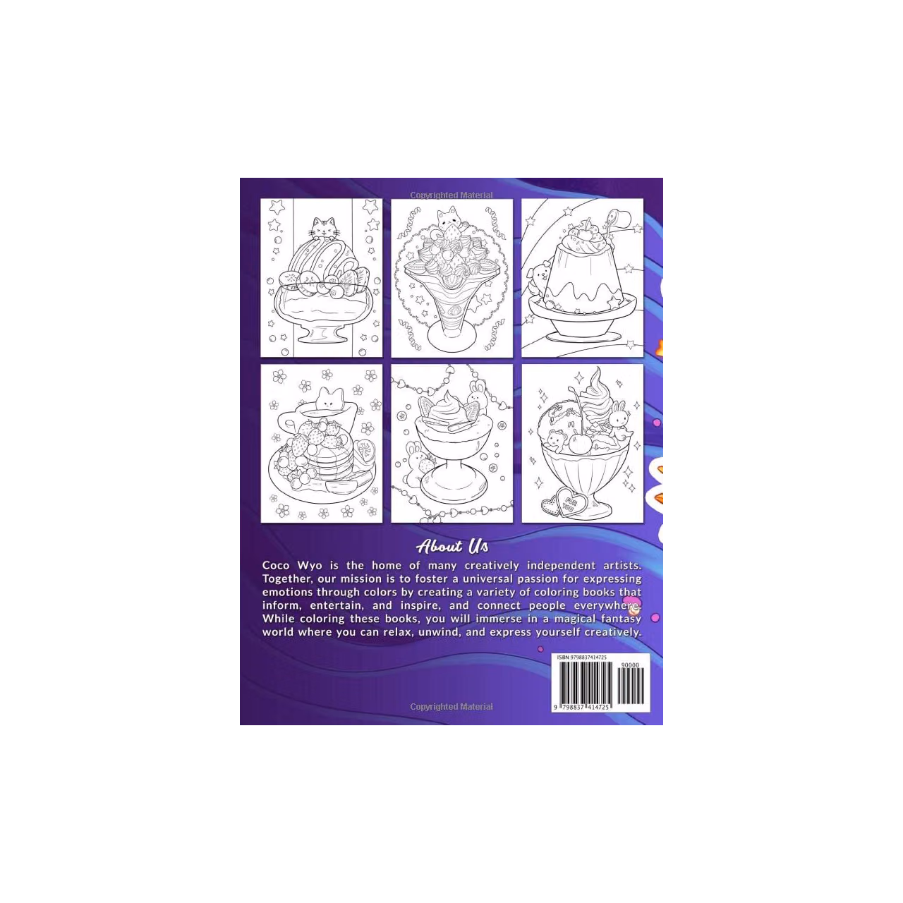 Sweet Dessert Coloring Book: Coloring Book for Adults Featuring Kawaii Delicious Foods, Desserts, Drinks for Relaxation and Stress Relieving